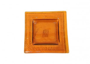 Sklo čtverec oranžový 11,5x15,5x1cm