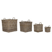 Sada 4 košů \GREY WICKER\ 50x50x58cm