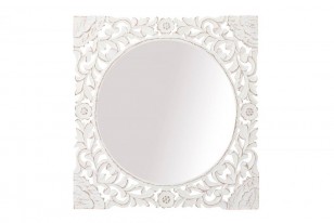 Zrcadlo \AGED WHITE\ - dřevo 60x2x60cm