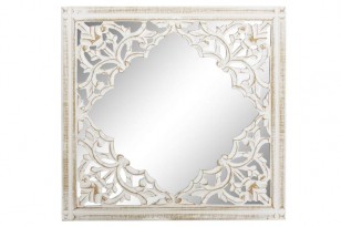 Zrcadlo \MANGO WOOD WHITE\ 40.5x1.5x40.5