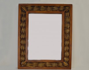 Zrcadlo-dřevo+ratan 62x47cm
