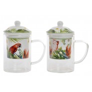 Skleněný hrnek a sítko \TROPICAL\ 400ml