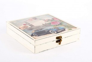 Dřevěná krabice \OLD CAR\-kachel 22x22x6