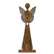 Dřevěný anděl s kovovými křídly 60cm
