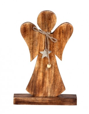 Dřevěný anděl s hvězdičkou 31,5cm