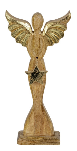 Dřevěný anděl s hvězdičkou 32x14.5cm