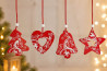 Sada 8ks ozdob \RED&WHITE\ 6cm-wood