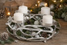 Kovový stříbrný adventní věnec 30cm