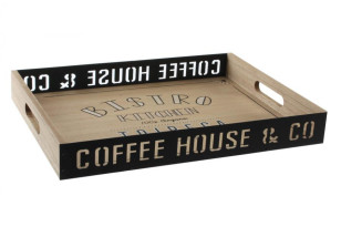 Podnos \COFFEE HOUSE\ 40x29x7cm/dřevo