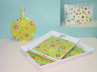 Sada 2ks podnosů+prkénko \daisy\ 50x35x5