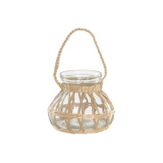 Svícen \WICKER NATUR\ + sklo 18x18x15cm