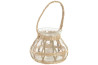 Svícen \WICKER NATUR\ + sklo 16x16x12cm