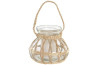Svícen \WICKER NATUR\ + sklo 18x18x15cm
