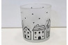 Skleněný svícen \DOMEČKY\ 8x7x6.5cm