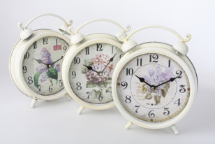 Stolní hodiny \FLOWERS-WHITE\ 20cm/3dr.