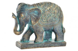 Soška slon \GOLDEN BLUE\ 15x4.5x12-resin