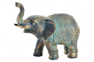 Soška slon \GOLDEN BLUE\ 11x5.5x11-resin