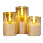 Sada 3ks LED svíček \AMBER\ 10-15x7.5cm