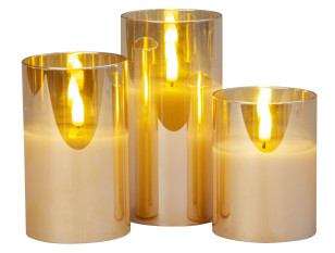 Sada 3ks LED svíček \AMBER\ 10-15x7.5cm